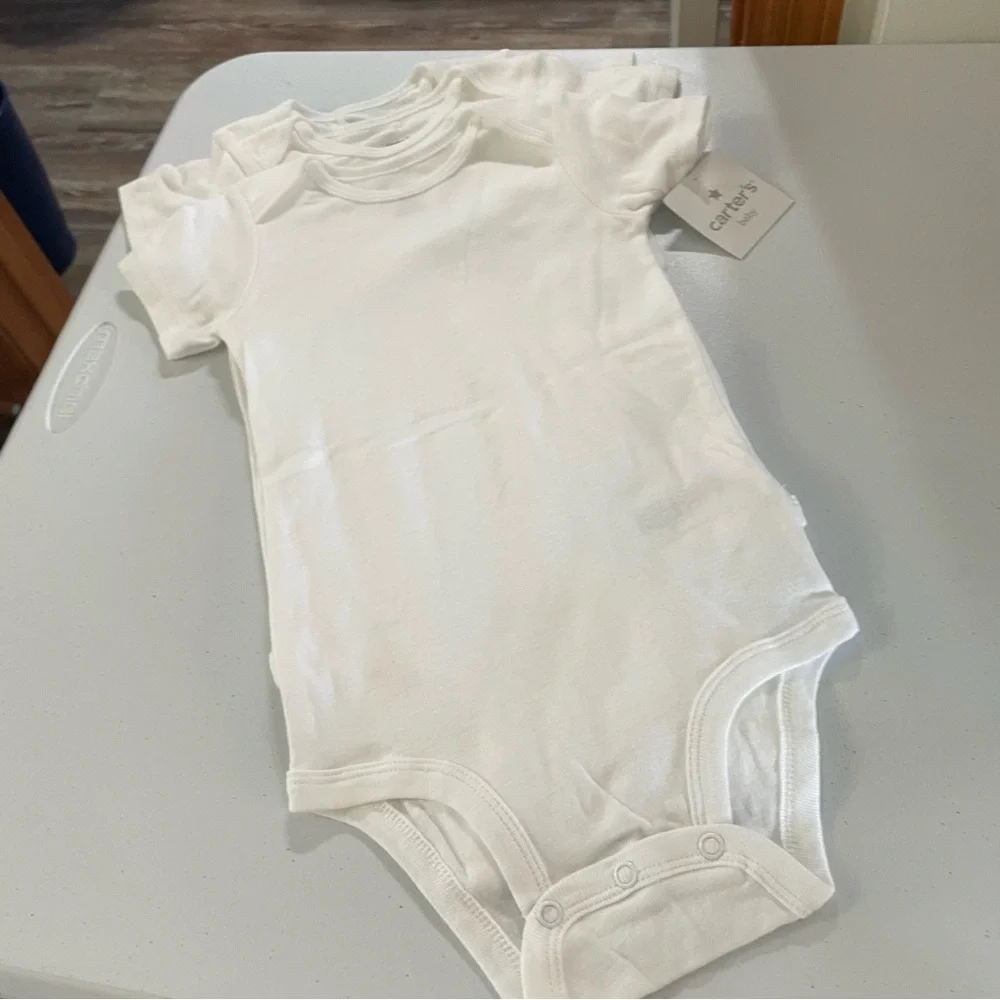 Carter's Classic 3 White Baby Bodysuits